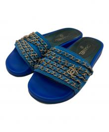 CHANEL（シャネル）の古着「ココマークチェーンスライドサンダル」｜ブルー