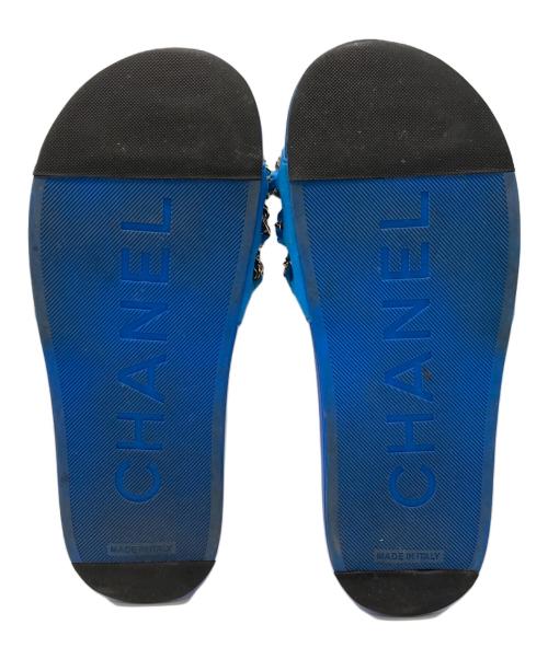CHANEL（シャネル）CHANEL (シャネル) ココマークチェーンスライドサンダル ブルー サイズ:36の古着・服飾アイテム