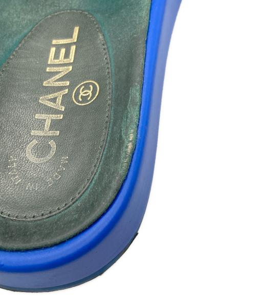 CHANEL（シャネル）CHANEL (シャネル) ココマークチェーンスライドサンダル ブルー サイズ:36の古着・服飾アイテム