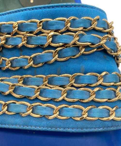 CHANEL（シャネル）CHANEL (シャネル) ココマークチェーンスライドサンダル ブルー サイズ:36の古着・服飾アイテム