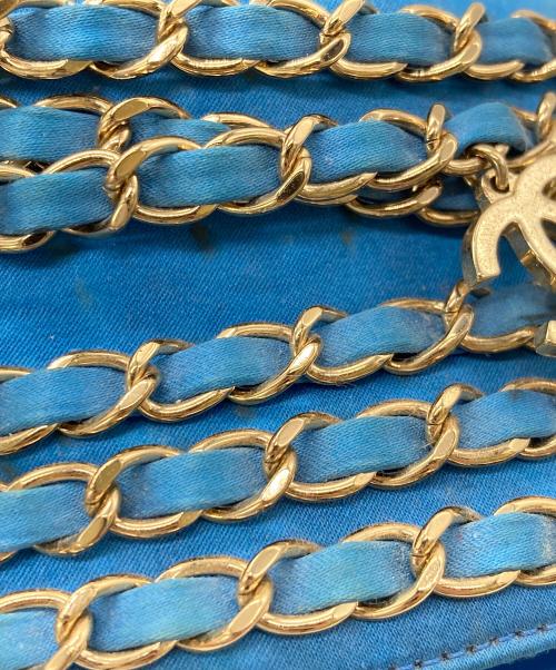 CHANEL（シャネル）CHANEL (シャネル) ココマークチェーンスライドサンダル ブルー サイズ:36の古着・服飾アイテム