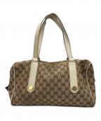 GUCCIグッチ）の古着「ミニボストンバッグ」｜ベージュ×ホワイト