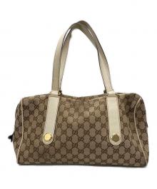 GUCCI（グッチ）の古着「ミニボストンバッグ」｜ベージュ×ホワイト
