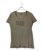 L.G.Bルグランブルー）の古着「NUDE Vネックプリントカットソー」｜グレー