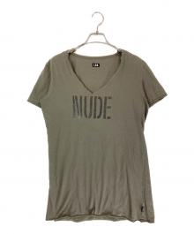 L.G.B（ルグランブルー）の古着「NUDE Vネックプリントカットソー」｜グレー