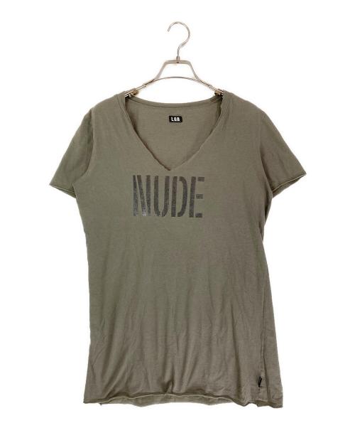 L.G.B（ルグランブルー）L.G.B (ルグランブルー) NUDE Vネックプリントカットソー グレー サイズ:2の古着・服飾アイテム