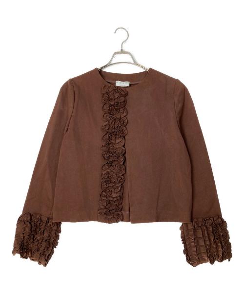 MARNI（マルニ）MARNI (マルニ) フリルノーカラージャケット ブラウン サイズ:46の古着・服飾アイテム