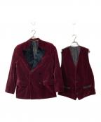 DOLCE & GABBANAドルチェ＆ガッバーナ）の古着「ベロアダブルジャケット(ジレセット)」｜ワインレッド
