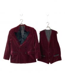 DOLCE & GABBANA（ドルチェ＆ガッバーナ）の古着「ベロアダブルジャケット(ジレセット)」｜ワインレッド