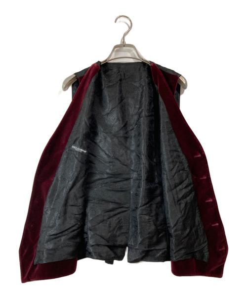 DOLCE & GABBANA（ドルチェ＆ガッバーナ）DOLCE & GABBANA (ドルチェ＆ガッバーナ) ベロアダブルジャケット(ジレセット) ワインレッド サイズ:48の古着・服飾アイテム