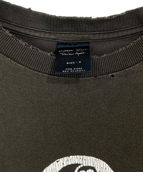 NUMBER (N)INE（ナンバーナイン）NUMBER (N)INE (ナンバーナイン) ダメージ加工スカルTシャツ ブラウン サイズ:2の古着・服飾アイテム