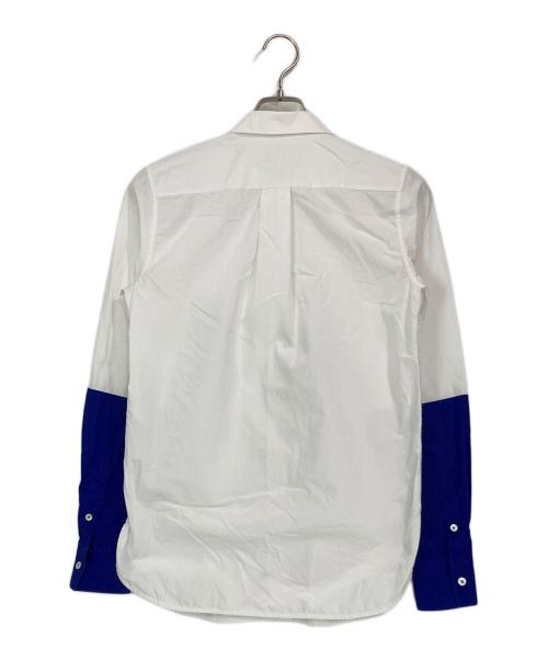 CELINE（セリーヌ）CELINE (セリーヌ) 袖切替ロングスリーブシャツ ホワイト×ブルー サイズ:38の古着・服飾アイテム