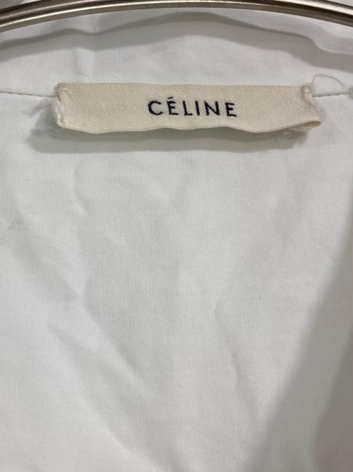 CELINE（セリーヌ）CELINE (セリーヌ) 袖切替ロングスリーブシャツ ホワイト×ブルー サイズ:38の古着・服飾アイテム
