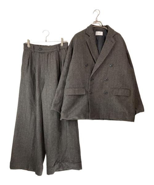 soerte（ソエルテ）soerte (ソエルテ) ダブルジャケットセットアップ グレー サイズ:1の古着・服飾アイテム