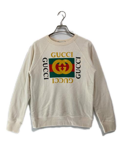 GUCCI（グッチ）GUCCI (グッチ) ロゴスウェットシャツ ベージュ サイズ:12の古着・服飾アイテム