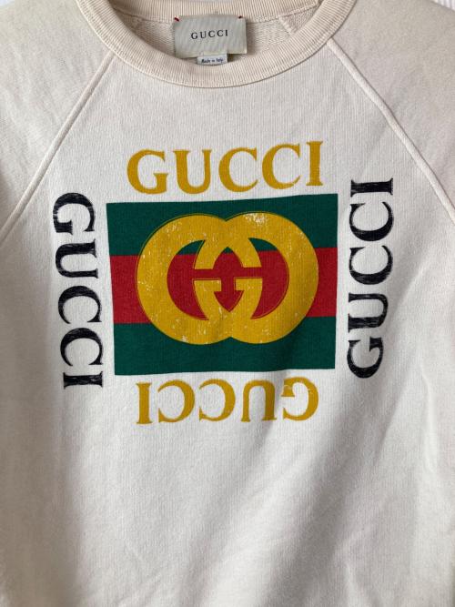 GUCCI（グッチ）GUCCI (グッチ) ロゴスウェットシャツ ベージュ サイズ:12の古着・服飾アイテム