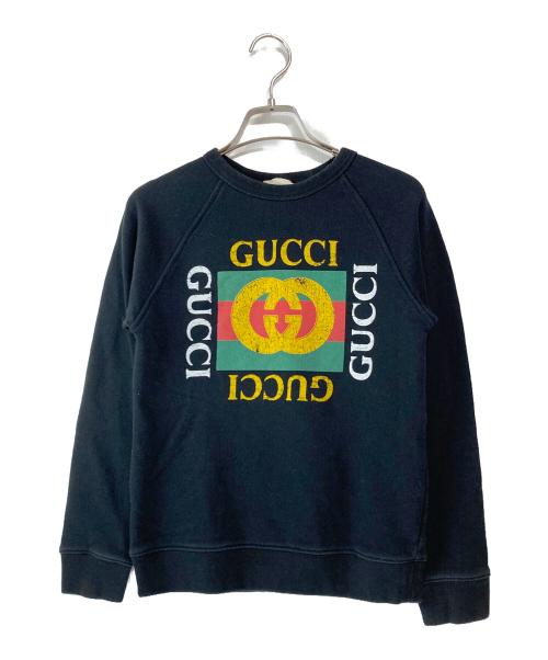 GUCCI（グッチ）GUCCI (グッチ) ロゴスウェットシャツ ブラック サイズ:10の古着・服飾アイテム