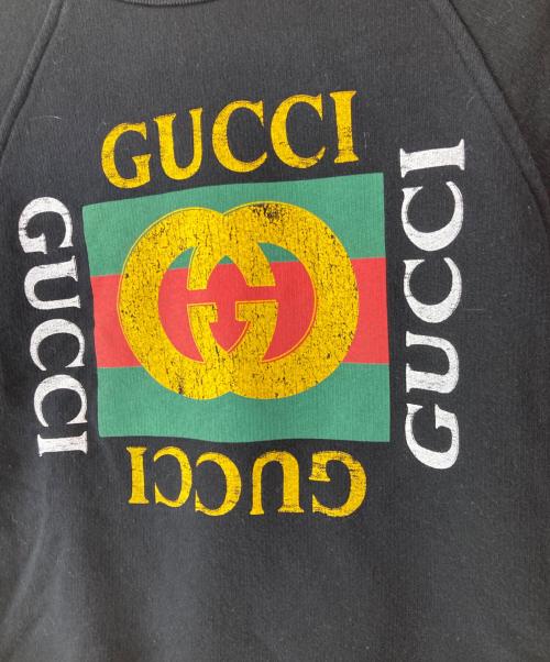 GUCCI（グッチ）GUCCI (グッチ) ロゴスウェットシャツ ブラック サイズ:10の古着・服飾アイテム