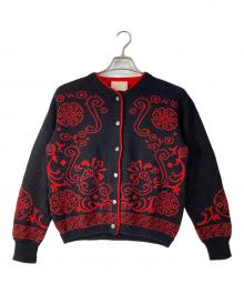 PENDLETON（ペンドルトン）の古着「総柄ウールカーディガン」｜ブラック×レッド
