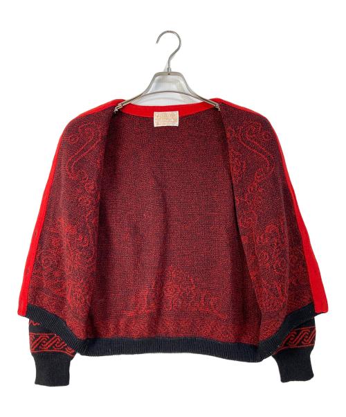 PENDLETON（ペンドルトン）PENDLETON (ペンドルトン) 総柄ウールカーディガン ブラック×レッド サイズ:Ｍの古着・服飾アイテム