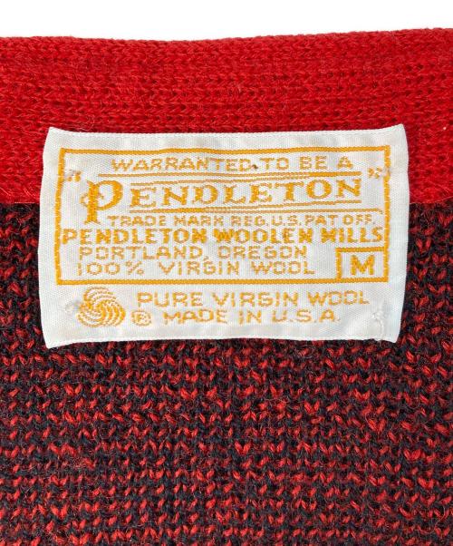 PENDLETON（ペンドルトン）PENDLETON (ペンドルトン) 総柄ウールカーディガン ブラック×レッド サイズ:Ｍの古着・服飾アイテム