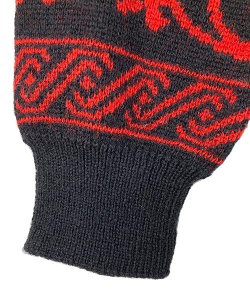 PENDLETON（ペンドルトン）PENDLETON (ペンドルトン) 総柄ウールカーディガン ブラック×レッド サイズ:Ｍの古着・服飾アイテム
