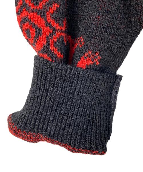 PENDLETON（ペンドルトン）PENDLETON (ペンドルトン) 総柄ウールカーディガン ブラック×レッド サイズ:Ｍの古着・服飾アイテム