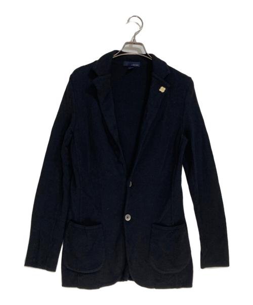 LARDINI（ラルディーニ）LARDINI (ラルディーニ) ウールミラノリブソリッド2Bニットジャケット ブラック サイズ:xsの古着・服飾アイテム