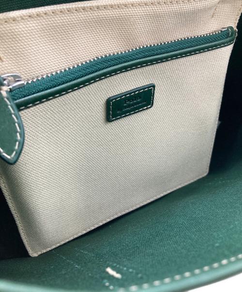 POLO RALPH LAUREN（ポロ・ラルフローレン）POLO RALPH LAUREN (ポロ・ラルフローレン) POLO ベアキャンバススモールショッパートート アイボリー×グリーンの古着・服飾アイテム