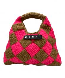 MARNI MARKET（マルニ マーケット）の古着「ダイアモンドハンドバッグ」｜ブラウン×ピンク