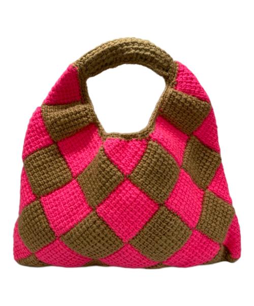 MARNI MARKET（マルニ マーケット）MARNI MARKET (マルニ マーケット) ダイアモンドハンドバッグ ブラウン×ピンクの古着・服飾アイテム