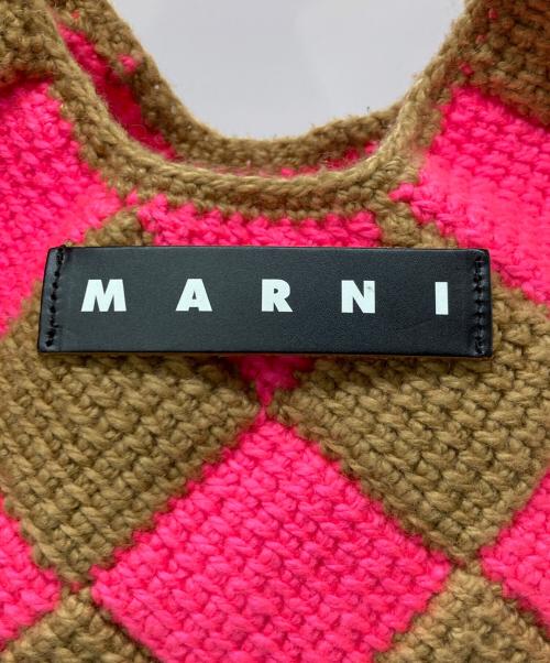 MARNI MARKET（マルニ マーケット）MARNI MARKET (マルニ マーケット) ダイアモンドハンドバッグ ブラウン×ピンクの古着・服飾アイテム