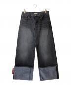 doubletダブレット）の古着「RECYCLE DENIM LOW-RISE DENIM PANTS」｜ブラック