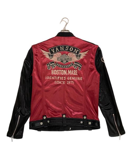 VANSON（バンソン）VANSON (バンソン) ボンディングライダースジャケット ブラック×レッド サイズ:L 未使用品の古着・服飾アイテム