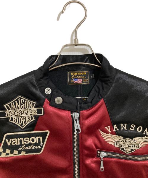 VANSON（バンソン）VANSON (バンソン) ボンディングライダースジャケット ブラック×レッド サイズ:L 未使用品の古着・服飾アイテム