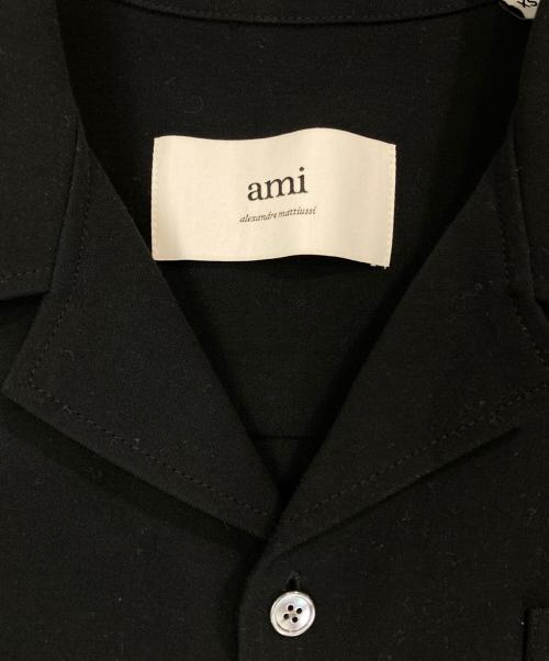 AMI Alexandre Mattiussi（アミアレクサンドルマテュッシ）AMI Alexandre Mattiussi (アミアレクサンドルマテュッシ) ロゴ刺繍オープンカラーシャツ ブラック サイズ:XSの古着・服飾アイテム