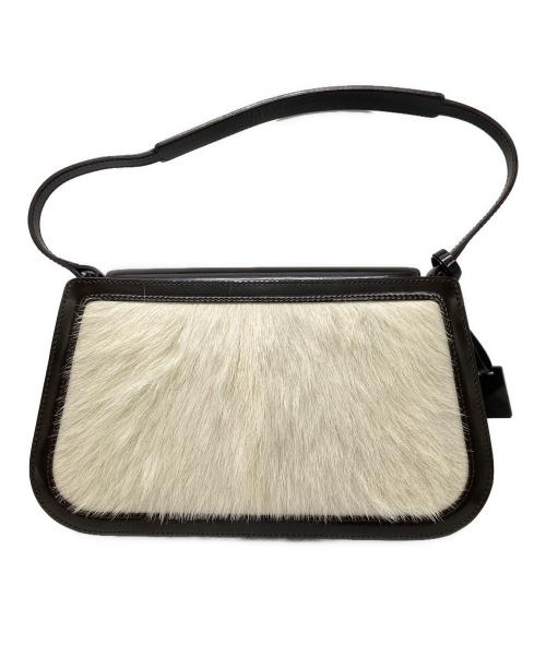 CELINE（セリーヌ）CELINE (セリーヌ) ハラコワンショルダーバッグ ブラウン×ホワイトの古着・服飾アイテム