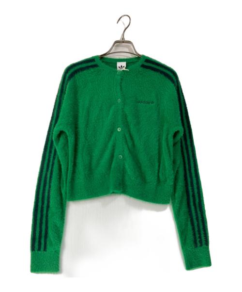 adidas（アディダス）adidas (アディダス) フラッフィー ニットカーディガン グリーン サイズ:Ｌ　 未使用品の古着・服飾アイテム