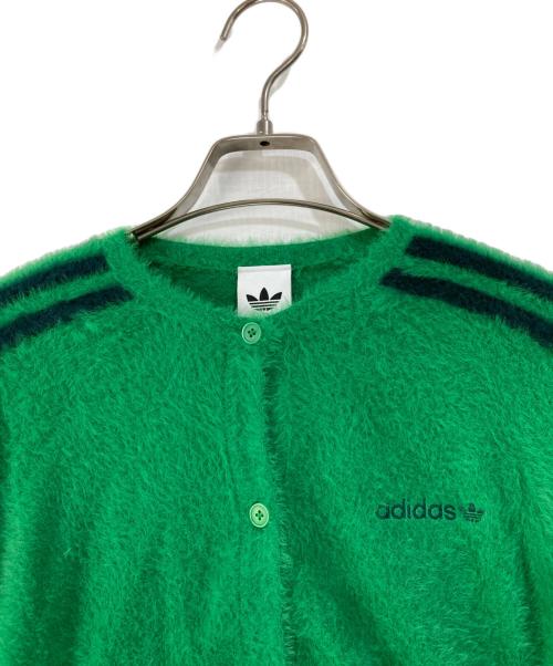 adidas（アディダス）adidas (アディダス) フラッフィー ニットカーディガン グリーン サイズ:Ｌ　 未使用品の古着・服飾アイテム