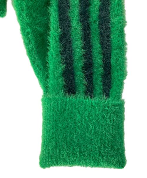 adidas（アディダス）adidas (アディダス) フラッフィー ニットカーディガン グリーン サイズ:Ｌ　 未使用品の古着・服飾アイテム