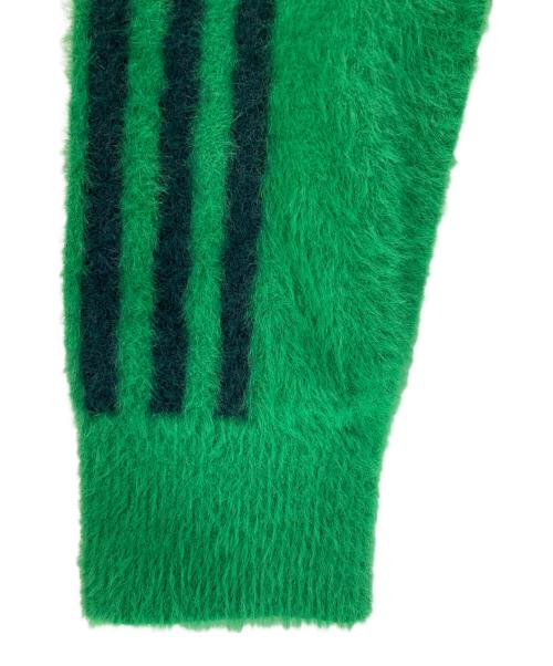 adidas（アディダス）adidas (アディダス) フラッフィー ニットカーディガン グリーン サイズ:Ｌ　 未使用品の古着・服飾アイテム
