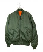 ALPHA×GOODENOUGHアルファ）の古着「復刻 袖フィッシャーマンニット カスタム MA-1 フライトジャケット」｜カーキ