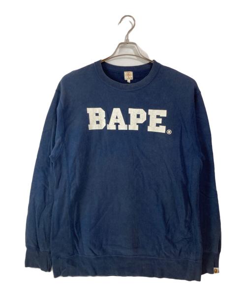 A BATHING APE（アベイシングエイプ）A BATHING APE (アベイシングエイプ) 90'sBAPEプリントスウェット ネイビー サイズ:Lの古着・服飾アイテム