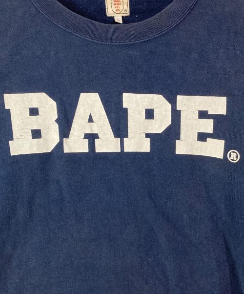 A BATHING APE（アベイシングエイプ）A BATHING APE (アベイシングエイプ) 90'sBAPEプリントスウェット ネイビー サイズ:Lの古着・服飾アイテム