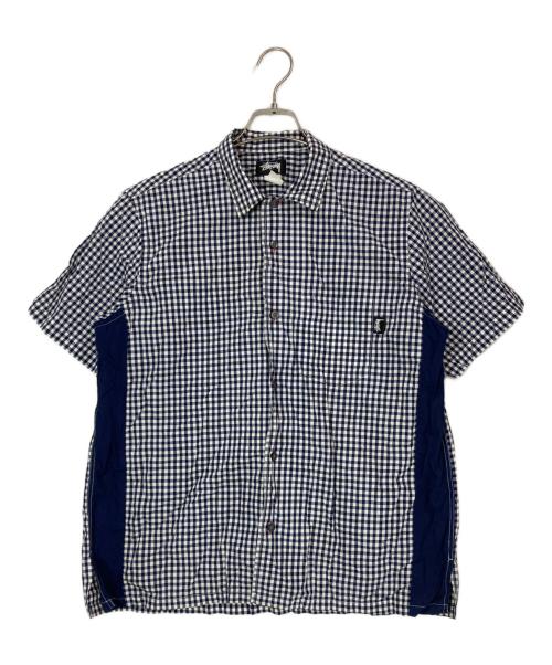 stussy（ステューシー）stussy (ステューシー) 半袖ギンガムチェックシャツ ホワイト×ネイビー サイズ:Mの古着・服飾アイテム