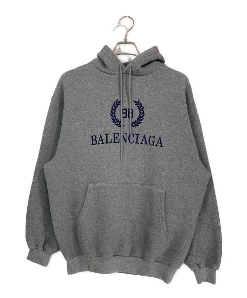 BALENCIAGA（バレンシアガ）BALENCIAGA (バレンシアガ) BBロゴプリントプルオーバーパーカー グレー サイズ:Lの古着・服飾アイテム