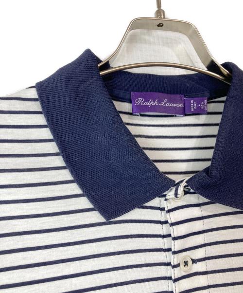 RALPH LAUREN Purple Label（ラルフ ローレン パープル レーベル）RALPH LAUREN PURPLE LABEL (ラルフ ローレン パープル レーベル) ボーダーポロシャツ ホワイト サイズ:Lの古着・服飾アイテム