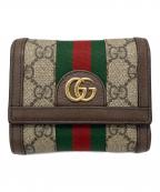 GUCCIグッチ）の古着「オフディア3つ折り財布」｜ベージュ