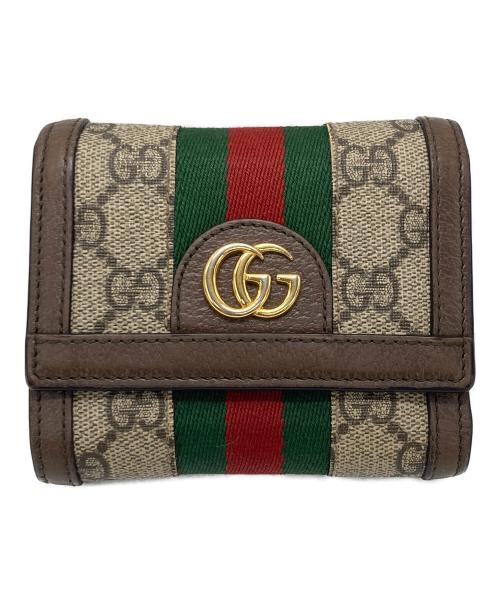 GUCCI（グッチ）GUCCI (グッチ) オフディア3つ折り財布 ベージュの古着・服飾アイテム