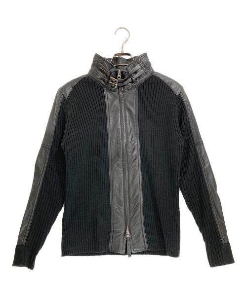 AVIREX（アヴィレックス）AVIREX (アヴィレックス) ラムレザーカーディガン ブラック サイズ:Lの古着・服飾アイテム